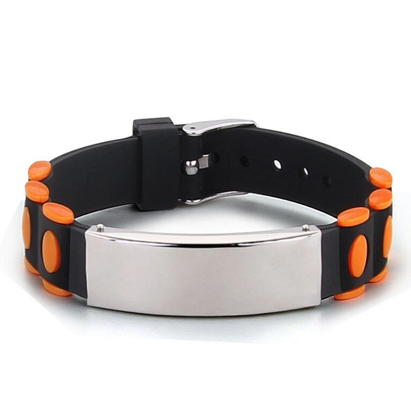 Metal Buckle Bracelet Titanium Stainless Steel Silicone Bracelet For Men