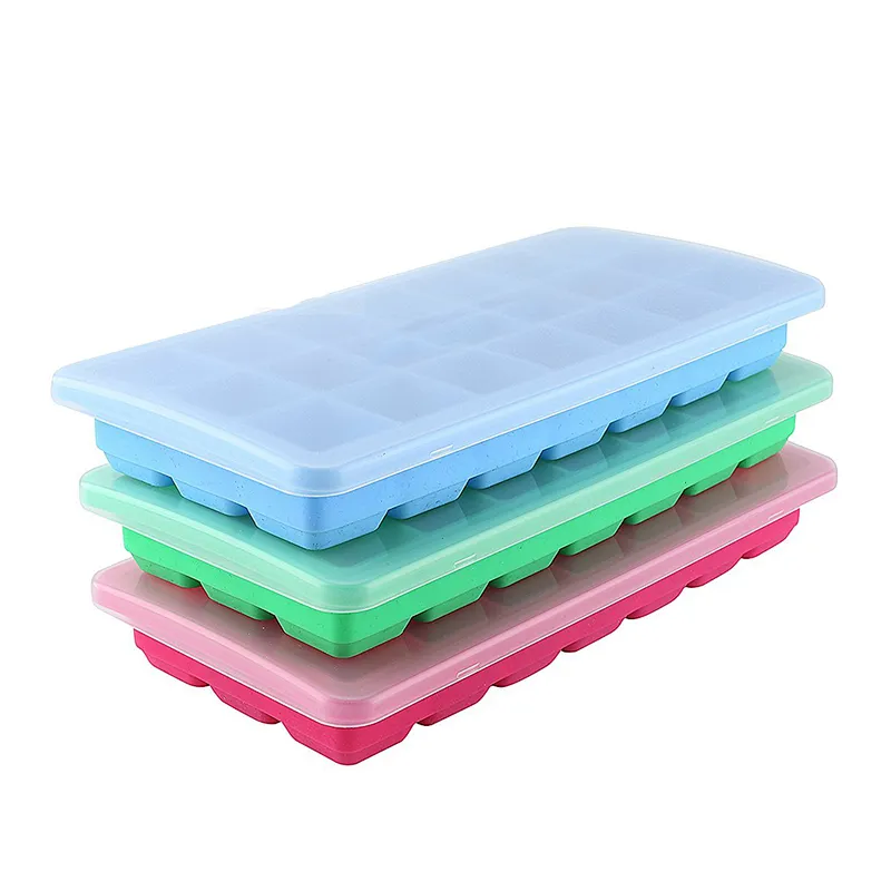 Factory Silicone Ice Cube Tray With Lid For Making Grand Square Pattern Ice