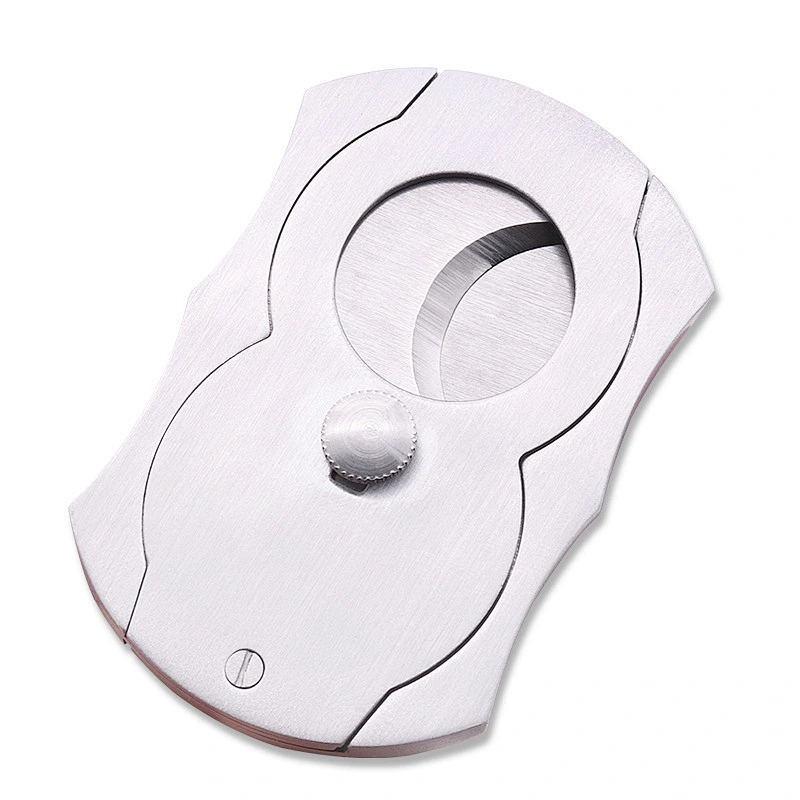 High Quality Metal Cigar Cutter Luxury Fashion Stainless Steel Cigar Cutter Curve Shape Small Portable Sliding Cutting Cutter
