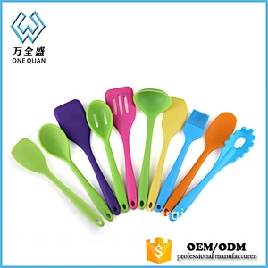 Colorful silicone cooking tool set stainless steel handle cooking utensils