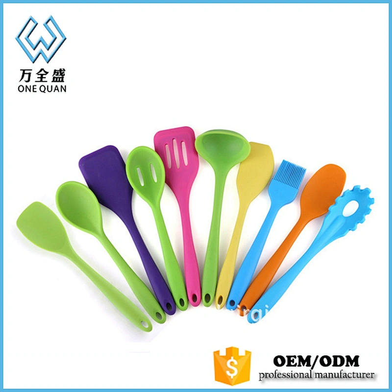Colorful silicone cooking tool set stainless steel handle cooking utensils