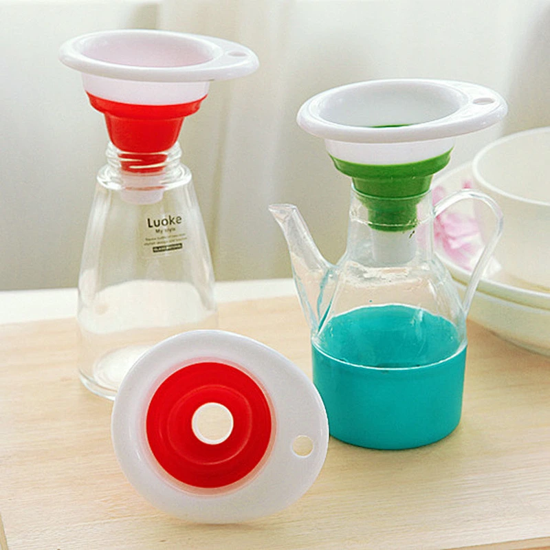Wholesale Mini Silicone Hopper Food Grade Collapsible Oil Funnel