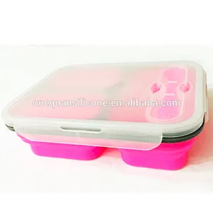 Silicone lunch boxes custom wholesale decorative printed waterproof collapsible safe
