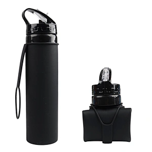 Collapsible Silicone Water bottle Couples Leak-Proof lightweight portable cup roll up for Outdoors Hiking Camping Biking Sports