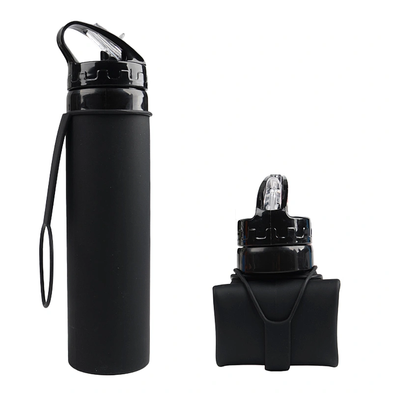 Collapsible Silicone Water bottle Couples Leak-Proof lightweight portable cup roll up for Outdoors Hiking Camping Biking Sports