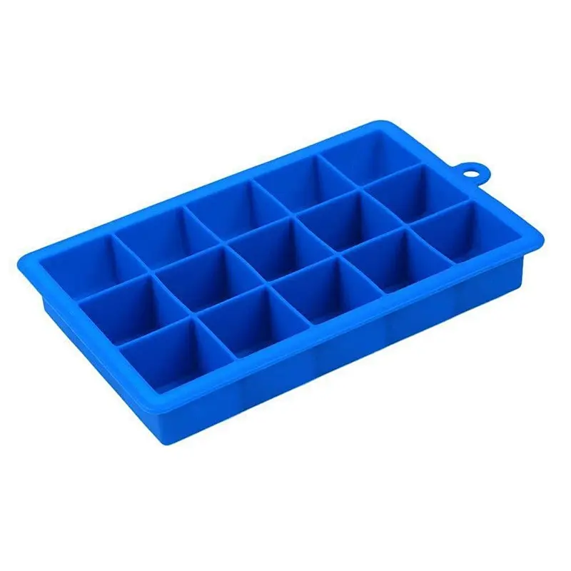 Bar Exclusive BPA Free Silicone Ice Tray 15 Cavity Square Ice Cube Mold Freeze Mould Ice Cream Maker for Drinks Beverage