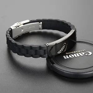 sports silicone metal wristband/International medi alert jewary with metal