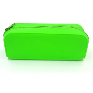 Candy-colored Silicone Pencil Case Zipper Pen Bag Multifunctional Handbag School Supplies Cute Stationery Cosmetic Pouch