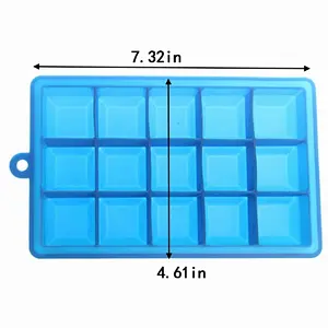 Bar Exclusive BPA Free Silicone Ice Tray 15 Cavity Square Ice Cube Mold Freeze Mould Ice Cream Maker for Drinks Beverage