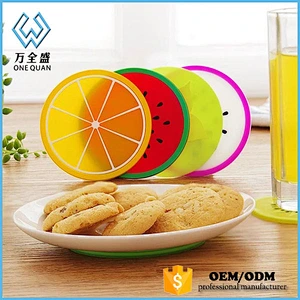 Newest Design Waterproof silicone cup mat/ colorful fruit Skidproof Silicone Cup Coaster