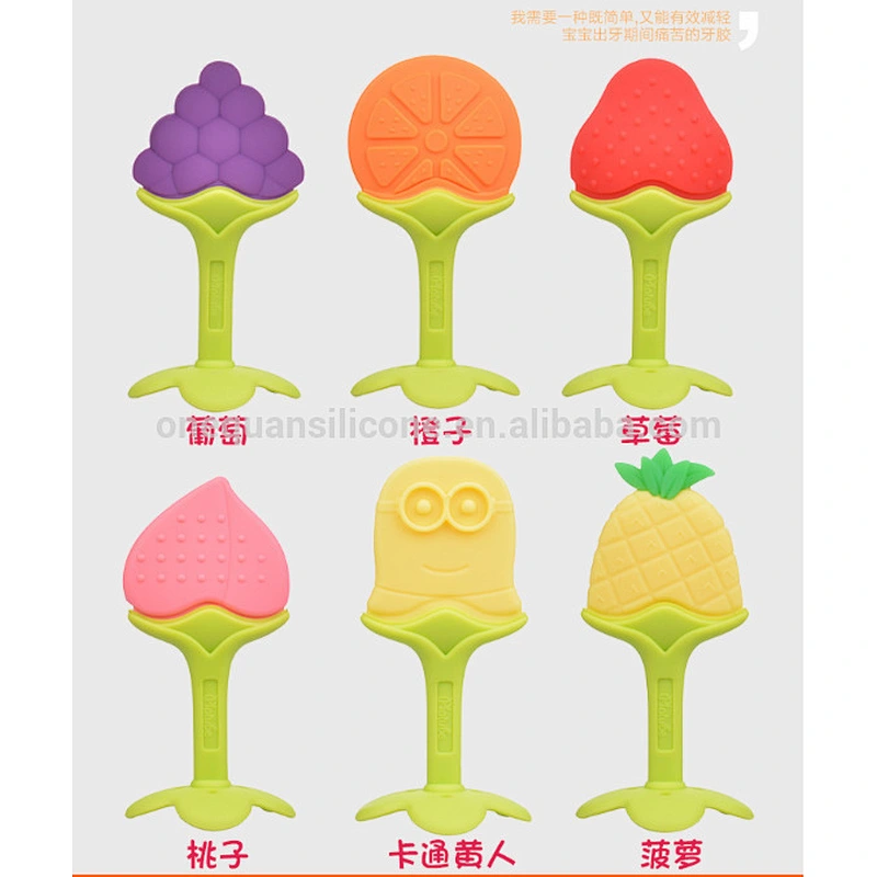 Best Baby Teether Massage Silicone Baby Teether Baby Teething Toys, Soft Silicone Natural BPA Free Fruit Teethers Set with Pacif