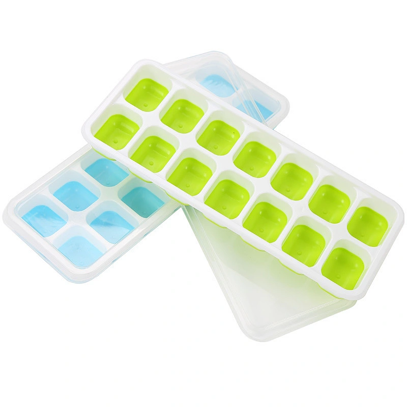 Clear Ice Cube Easy-Release Silicone Flexible 14-Ice  Cube Trays with Spill-Resistant Lid, Stackable Durable and Dishwasher Safe