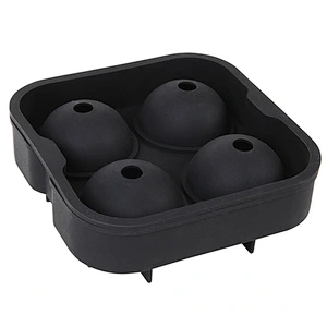 Ice Ball Maker Mold - Black Flexible Silicone Ice Tray - Molds 4 X 4.5cm Round Ice Ball Spheres