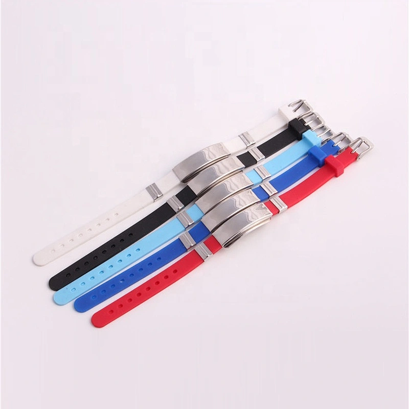Mens's Rubber Bangle Bracelet Jewelry Titanium Steel Rubber Black 22CM Length Adjustable