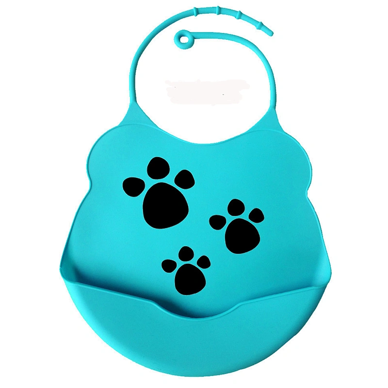 26x19.5 cm FDA BPA Free Waterproof Custom Printed Baby Feeding Bib with Pocket