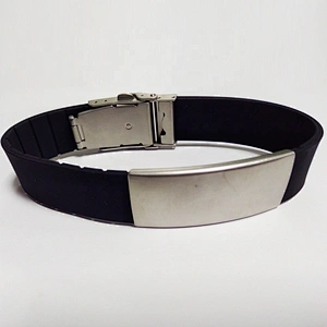 Free Engraving Black Stainless Steel Silicone Belt Buckle Adjustable Medical Alert Band ID Bracelets
