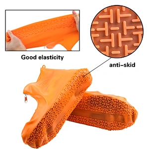 Reusable Silicone Waterproof Shoe Covers, Silicone Shoe Covers with Zipper No-Slip Silicone Rubber Shoe Protectors