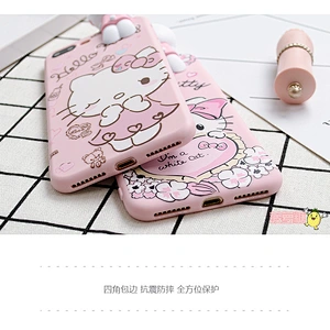 carton silicone phone case cute soft pink hello kitty carton girl mobile phone silicone case for phone 6 7 8