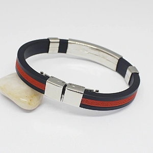 Wholesale Fashion Basketball  Wristband Stainless Steel Clasp Adjustable Rubber Bracelet for man