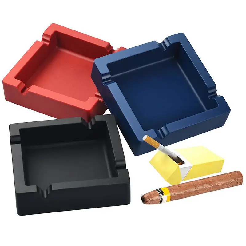 15X15 cm Groove Size 2 cm Eco Friendly Unbreak Heat Resistant Custom Logo Silicone Ashtray Cigar Ashtray Silicone