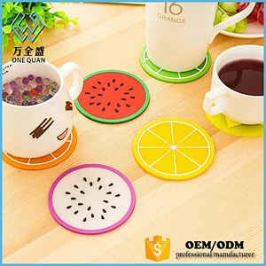 Newest Design Waterproof silicone cup mat/ colorful fruit Skidproof Silicone Cup Coaster