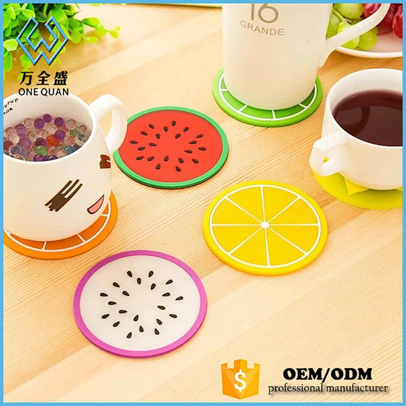 Newest Design Waterproof silicone cup mat/ colorful fruit Skidproof Silicone Cup Coaster