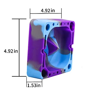 12.5x12.5 cm Heat Resistant Custom Printed Multi Color Silicone Cigarette Ashtray with Bar Logo