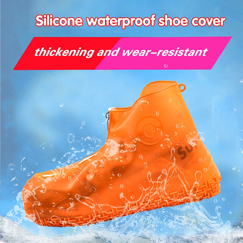 Reusable Silicone Waterproof Shoe Covers, Silicone Shoe Covers with Zipper No-Slip Silicone Rubber Shoe Protectors