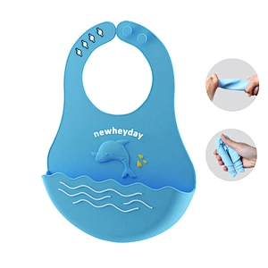 New Design Food Grade Silicone BPA Free Easily Wipes Clean Bib for Baby