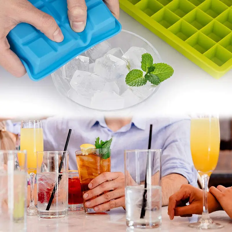 Silicone Ice Cube Trays Silicone Food Storage Ice Bucket 24 Cavity Square Ice Mould