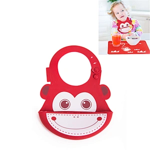 Cartoon silicone baby eating bibs and baby anti-dirty waterproof bib placemat