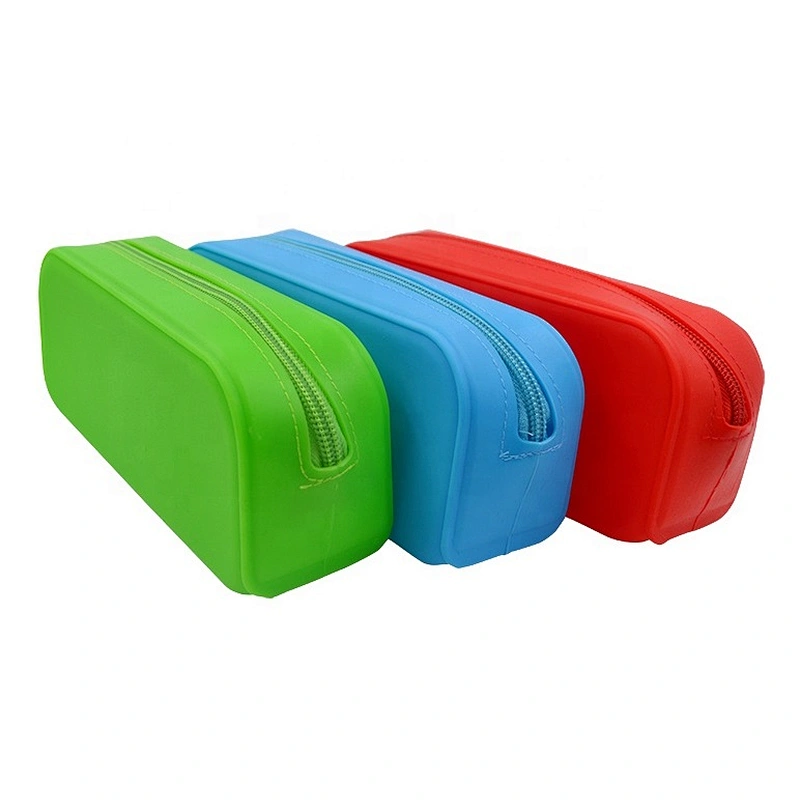 Candy-colored Silicone Pencil Case Zipper Pen Bag Multifunctional Handbag School Supplies Cute Stationery Cosmetic Pouch