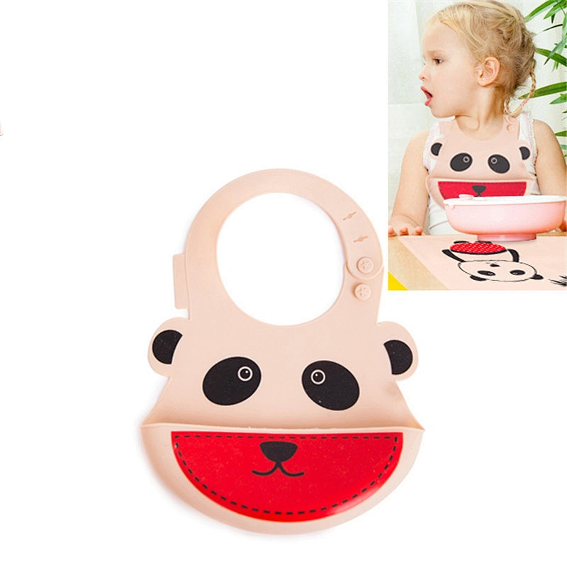 Cartoon silicone baby eating bibs and baby anti-dirty waterproof bib placemat