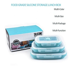 4Pcs set Food grade Silicone Food Storage Container Lunch Box