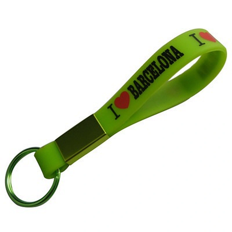 debossed logo Custom rubber keychain/silicone keychain/silicone bracelet key ring