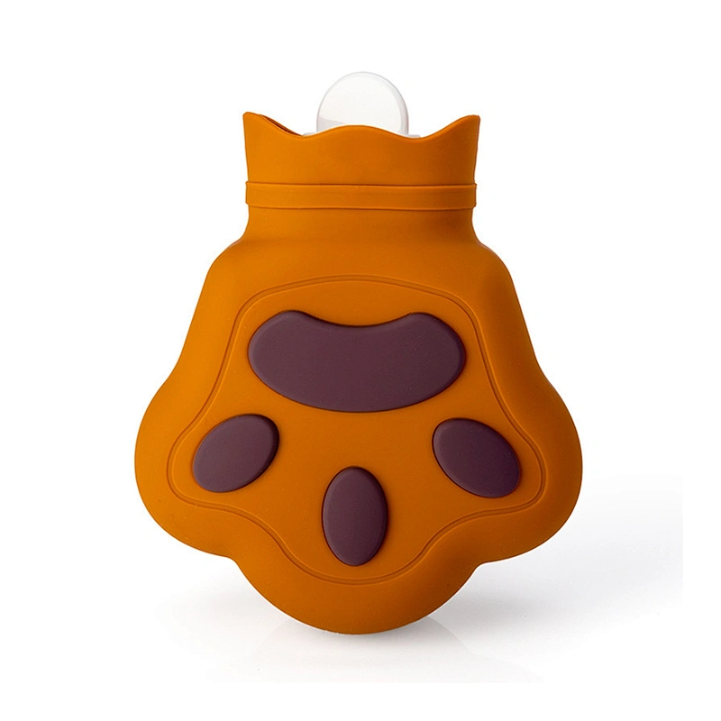 Cute Hot Water Bag, BPA Free Soft Silicone Hot & Cold Water Bottle(Colorful Bear Paw)
