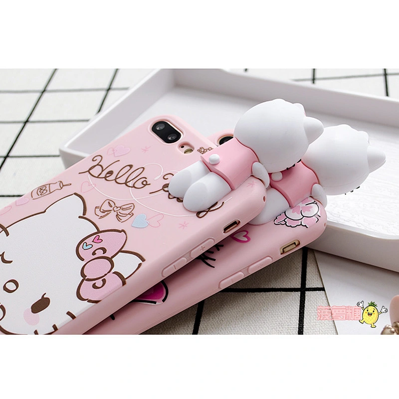 carton silicone phone case cute soft pink hello kitty carton girl mobile phone silicone case for phone 6 7 8