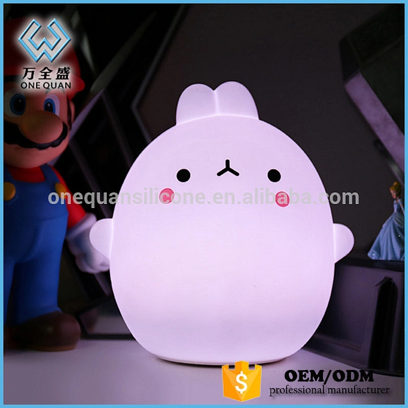 Colorful silicone soft cartoon cute animal baby nursery lamp breathing child LED night light