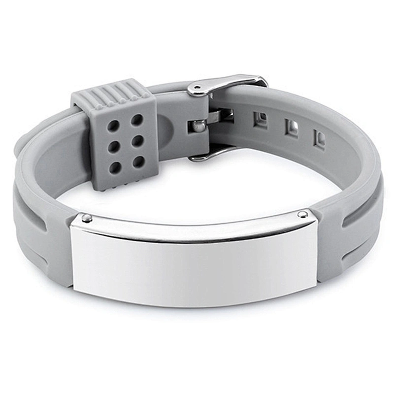 New Trending Young Mens Accessories Adjustable Custom Logo Titanium Steel Silicone Bracelet