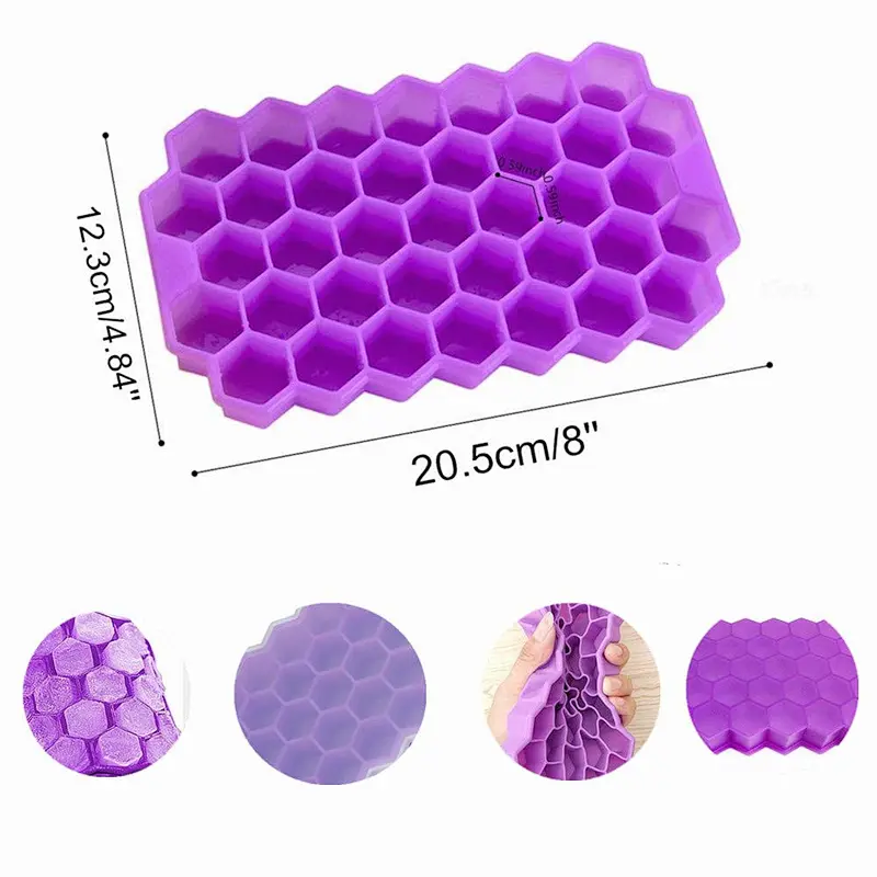 Silicone Fancy Ice Cube Trays Honeycomb Ice Cube Tray DIY Ice Tray Cube Patten Box Cake without Lid