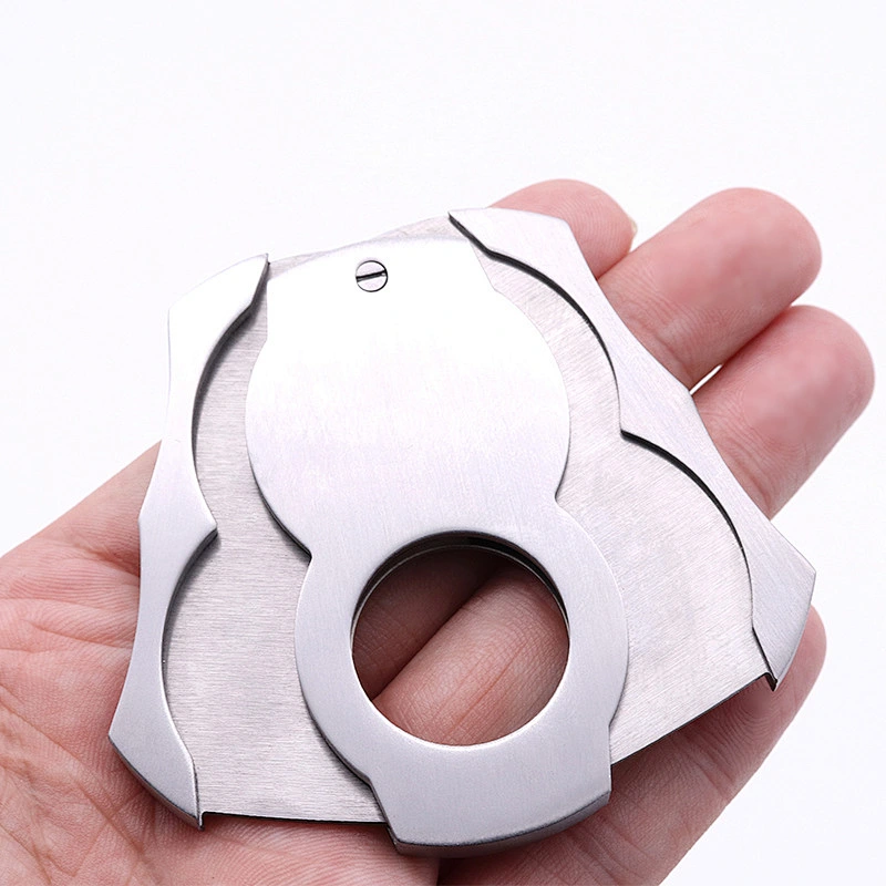 High Quality Metal Cigar Cutter Luxury Fashion Stainless Steel Cigar Cutter Curve Shape Small Portable Sliding Cutting Cutter