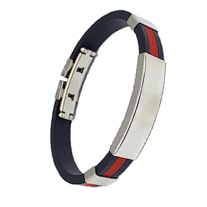 Wholesale Fashion Basketball  Wristband Stainless Steel Clasp Adjustable Rubber Bracelet for man