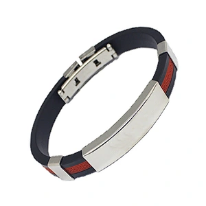 Wholesale Fashion Basketball  Wristband Stainless Steel Clasp Adjustable Rubber Bracelet for man