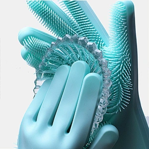 Natural Silicone Gloves Wash Scrubber Heat Resistant Brush for Cleaning Household Dish Washing the Car