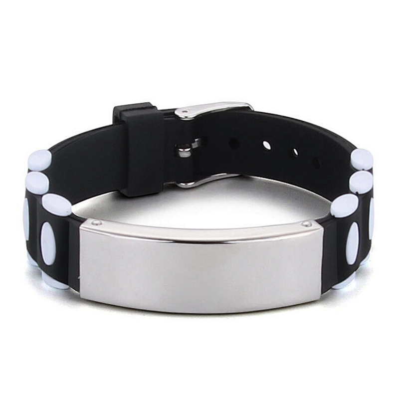 Metal Buckle Bracelet Titanium Stainless Steel Silicone Bracelet For Men