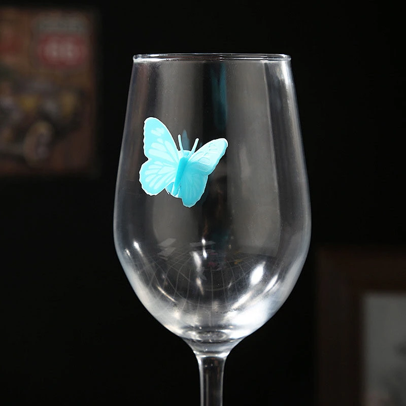 Butterfly Shape 10pcs Silicone Wine Glass Identifier Reusable Glass Markers