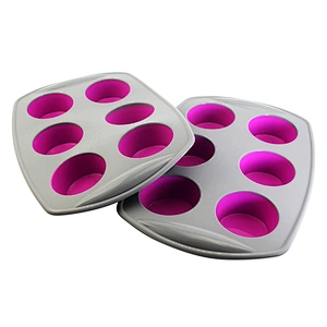 Deep Cup Muffin Pan, 6 Cup Muffin or Cupcake Mold / Baking Tray Premium Silicone 6 Cup Muffin Pan Mold - Perfect for Parties - T