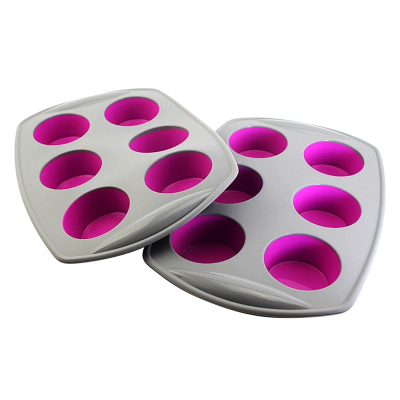 Deep Cup Muffin Pan, 6 Cup Muffin or Cupcake Mold / Baking Tray Premium Silicone 6 Cup Muffin Pan Mold - Perfect for Parties - T