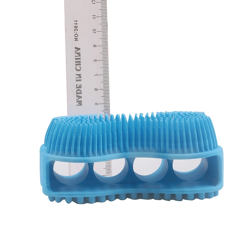 Amazon Product Anti Bacteria Silicone Bath Sponge Handle Blue OEM Baby Scrubber