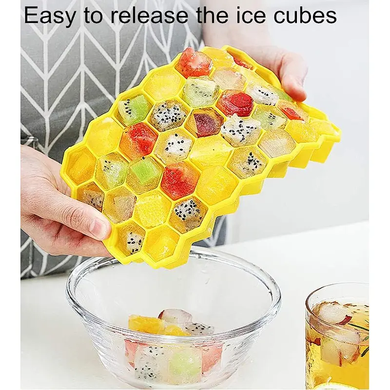 Silicone Fancy Ice Cube Trays Honeycomb Ice Cube Tray DIY Ice Tray Cube Patten Box Cake without Lid